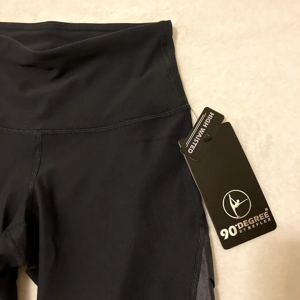 NWT 90 Degree by Reflex Women Capri Black Legging Pants XS